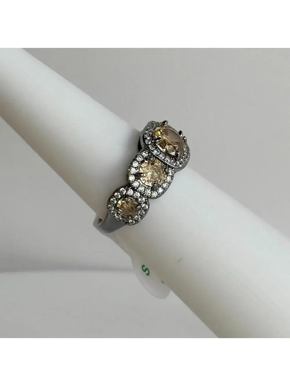 Bomb Party Ring RG40657 “Sunlit Memories” Sz 8 Smokey Topaz on Hematite Plating